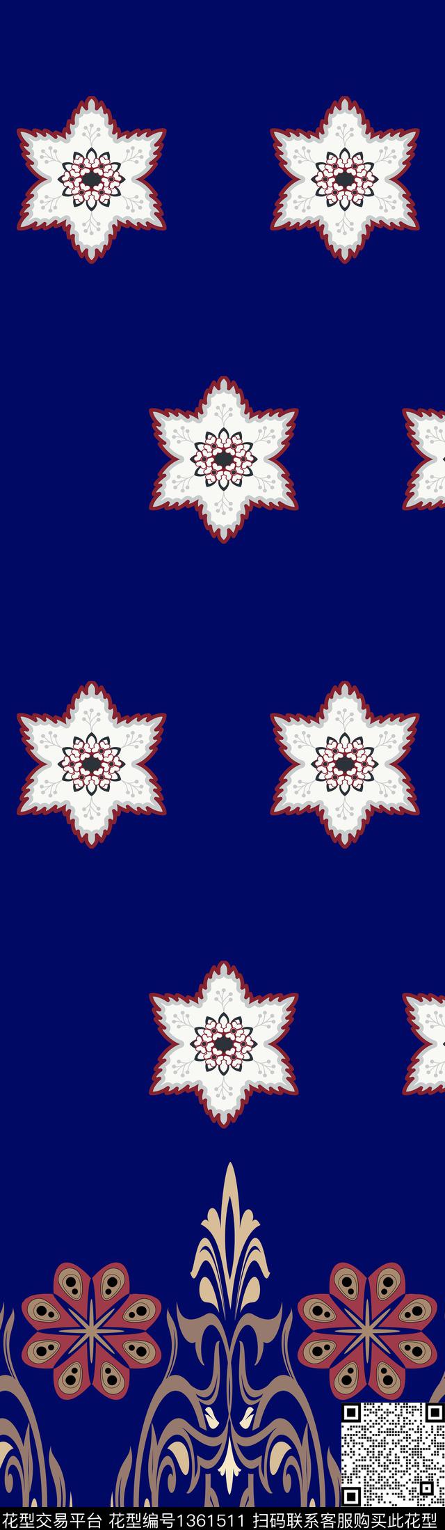 几何花卉大牌风传统印花华亿平台下载（图片编号: 1361511） - 瓦栏（Walan）
