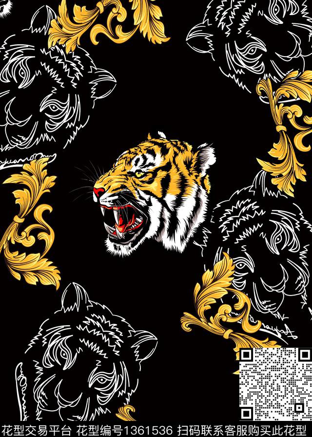 老虎复古大牌风数码印花华亿平台下载（图片编号: 1361536） - 瓦栏（Walan）