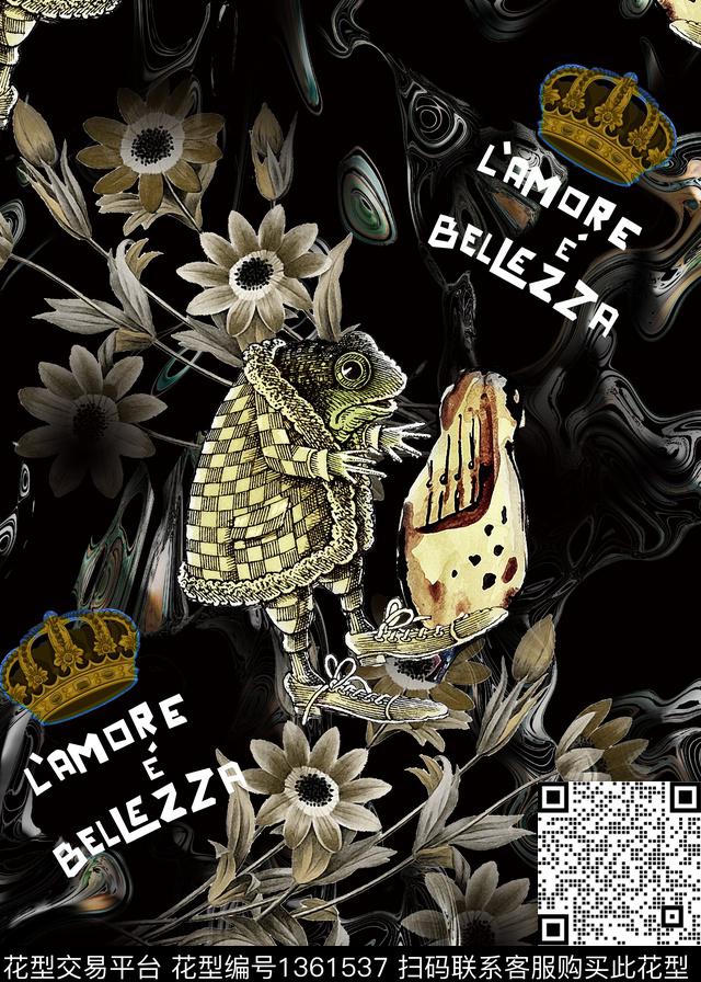 字母抽象男装蛤蟆数码印花华亿平台下载（图片编号: 1361537） - 瓦栏（Walan）