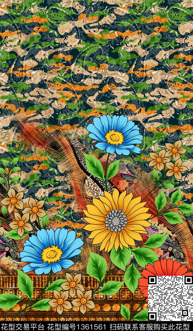定位花花卉真丝数码印花华亿平台下载（图片编号: 1361561） - 瓦栏（Walan）