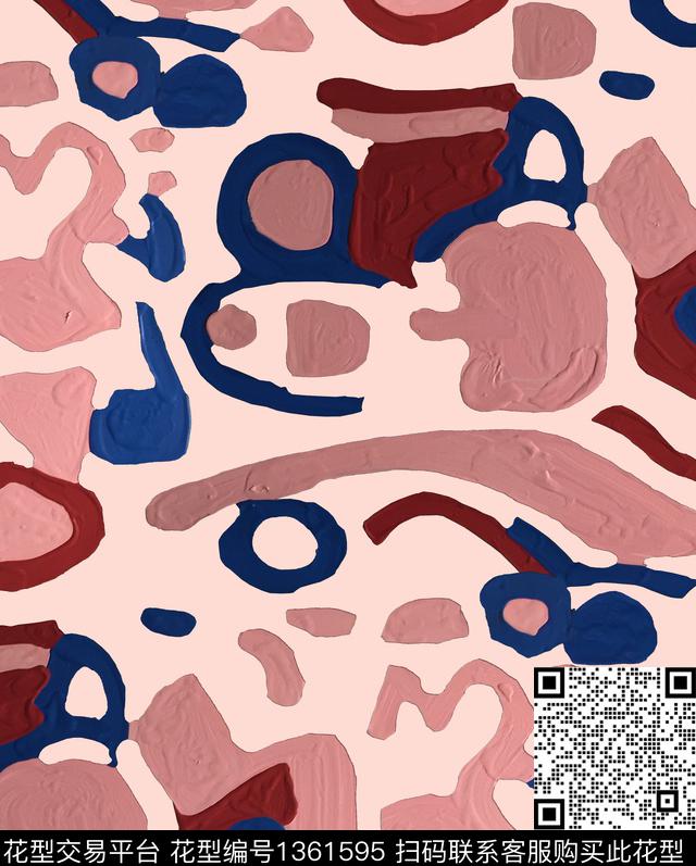 笔画抽象手绘流体画数码印花华亿平台下载（图片编号: 1361595） - 瓦栏（Walan）