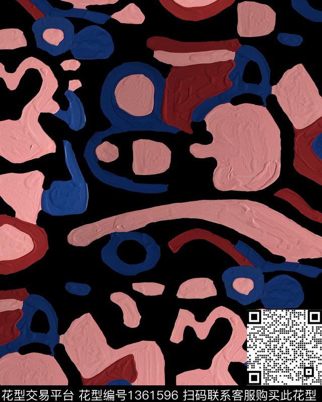 笔画抽象手绘流体画数码印花华亿平台下载（图片编号: 1361596） - 瓦栏（Walan）