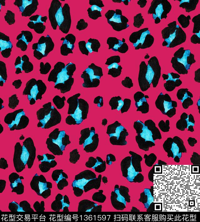 豹纹大牌风彩色底数码印花华亿平台下载（图片编号: 1361597） - 瓦栏（Walan）