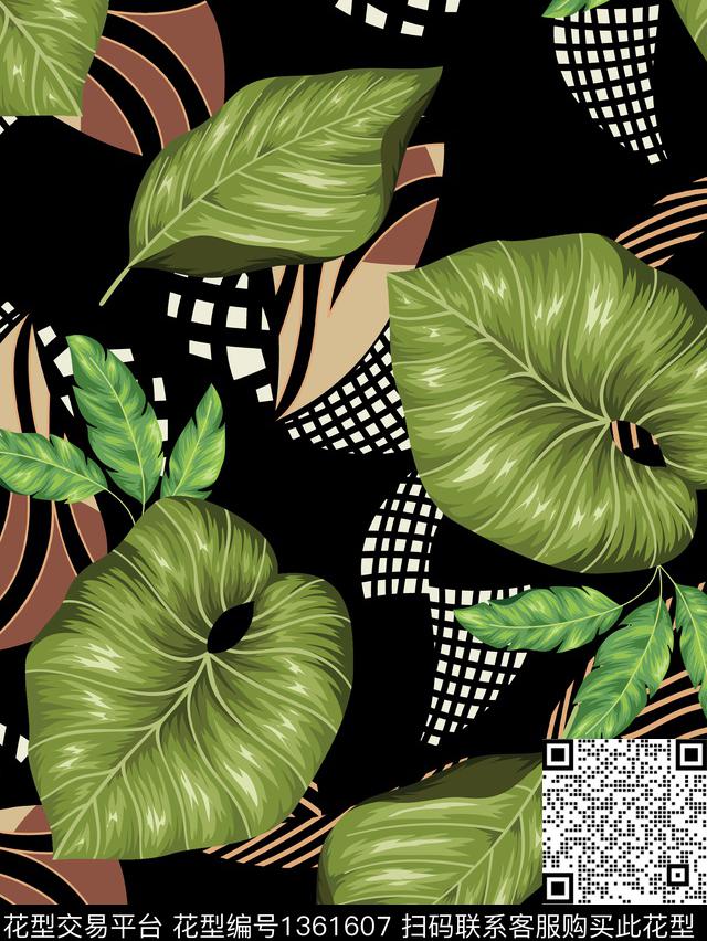 绿植树叶大牌风热带华亿平台传统印花华亿平台下载（图片编号: 1361607） - 瓦栏（Walan）