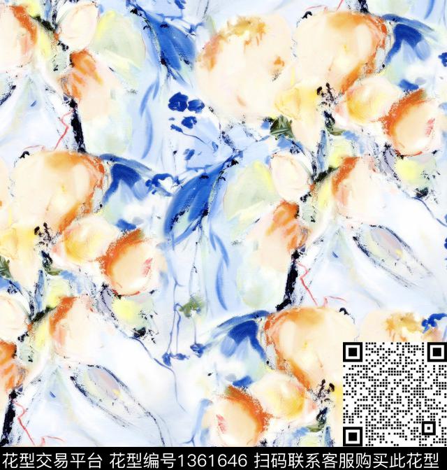 笔画抽象手绘流体画数码印花华亿平台下载（图片编号: 1361646） - 瓦栏（Walan）