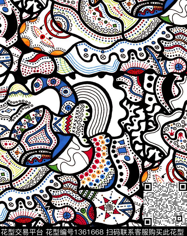 大牌走秀几何民族特色数码印花华亿平台下载（图片编号: 1361668） - 瓦栏（Walan）