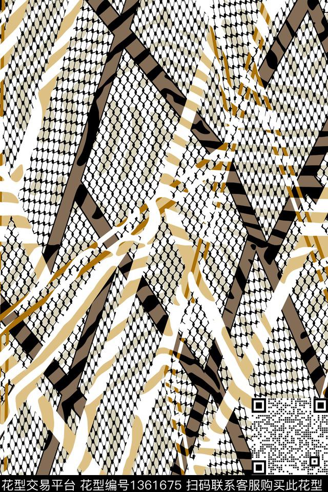 几何大牌风条纹数码印花华亿平台下载（图片编号: 1361675） - 瓦栏（Walan）