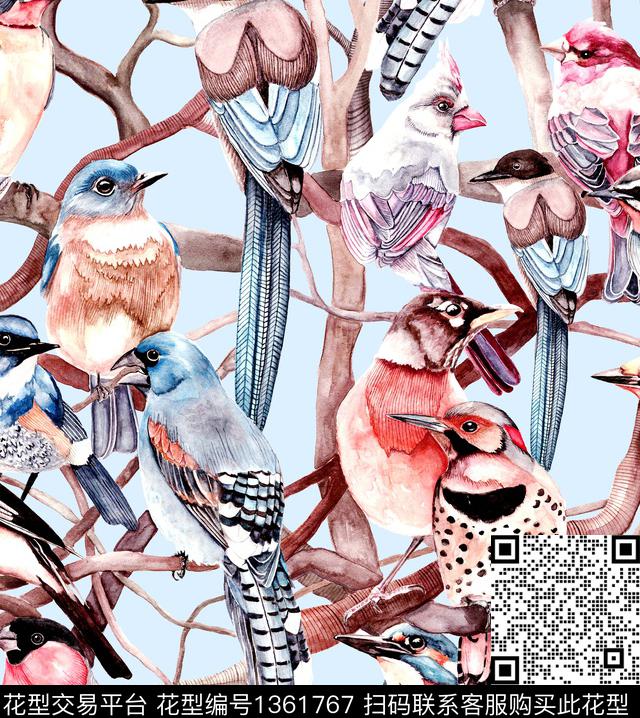 鸟bird炫彩数码印花华亿平台下载（图片编号: 1361767） - 瓦栏（Walan）