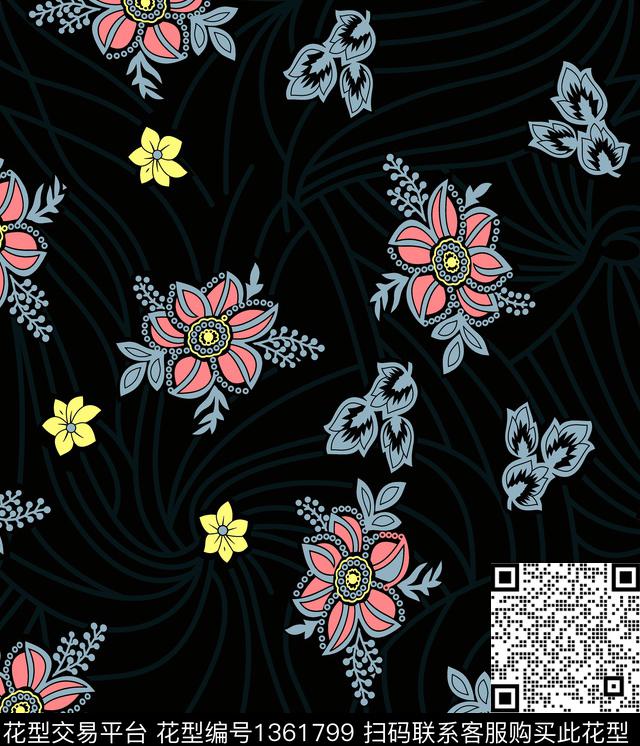 简约花卉大牌风传统印花华亿平台下载（图片编号: 1361799） - 瓦栏（Walan）
