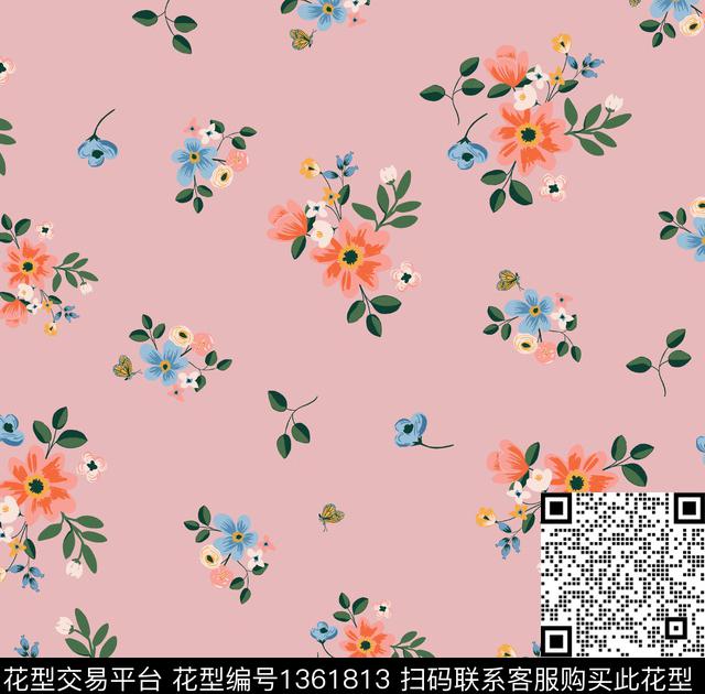 小碎花花卉手绘花卉传统印花华亿平台下载（图片编号: 1361813） - 瓦栏（Walan）