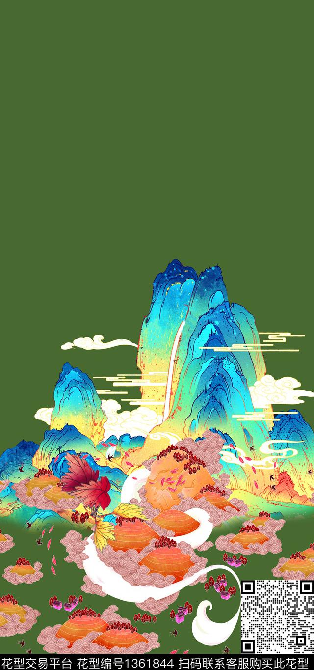 女装定位花民族风花卉数码印花华亿平台下载（图片编号: 1361844） - 瓦栏（Walan）