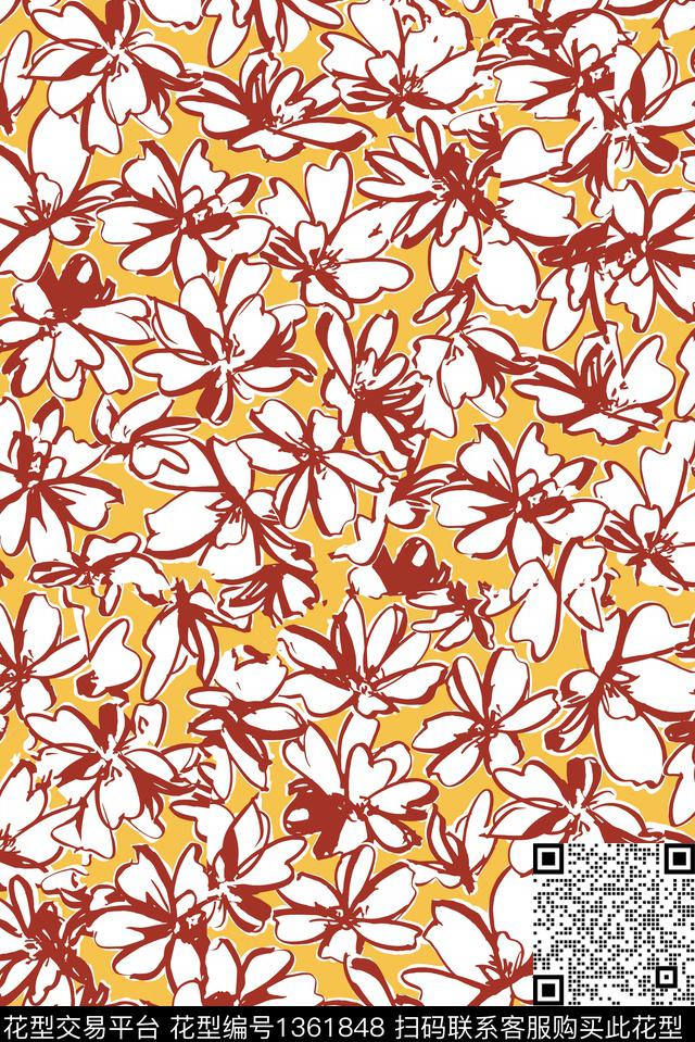 文艺复古小碎花数码印花华亿平台下载（图片编号: 1361848） - 瓦栏（Walan）