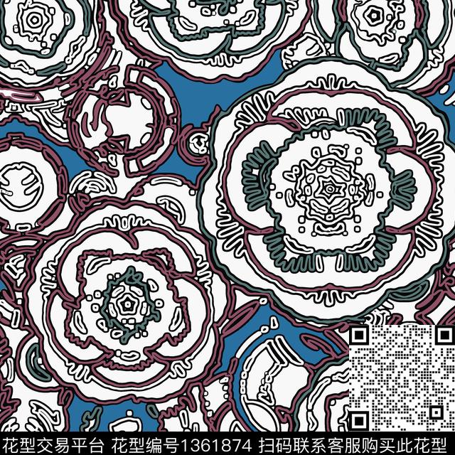 绿植树叶紫藤花男装传统印花华亿平台下载（图片编号: 1361874） - 瓦栏（Walan）