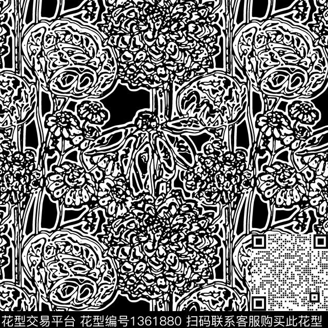 绿植树叶紫藤花男装传统印花华亿平台下载（图片编号: 1361880） - 瓦栏（Walan）