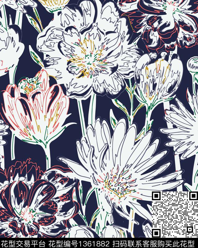 绿植树叶紫藤花男装传统印花华亿平台下载（图片编号: 1361882） - 瓦栏（Walan）