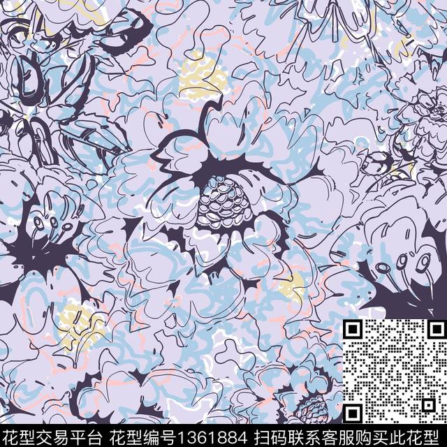 绿植树叶紫藤花男装传统印花华亿平台下载（图片编号: 1361884） - 瓦栏（Walan）