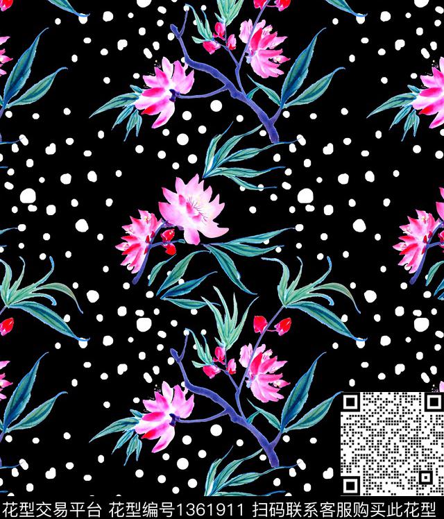 植物小碎花波点数码印花华亿平台下载（图片编号: 1361911） - 瓦栏（Walan）