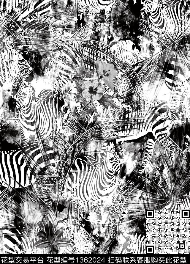 复古抽象男装大牌风数码印花华亿平台下载（图片编号: 1362024） - 瓦栏（Walan）