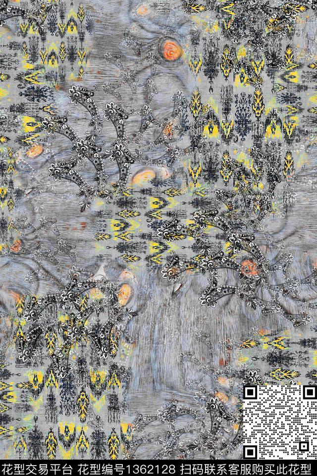 民族风抽象条纹数码印花华亿平台下载（图片编号: 1362128） - 瓦栏（Walan）