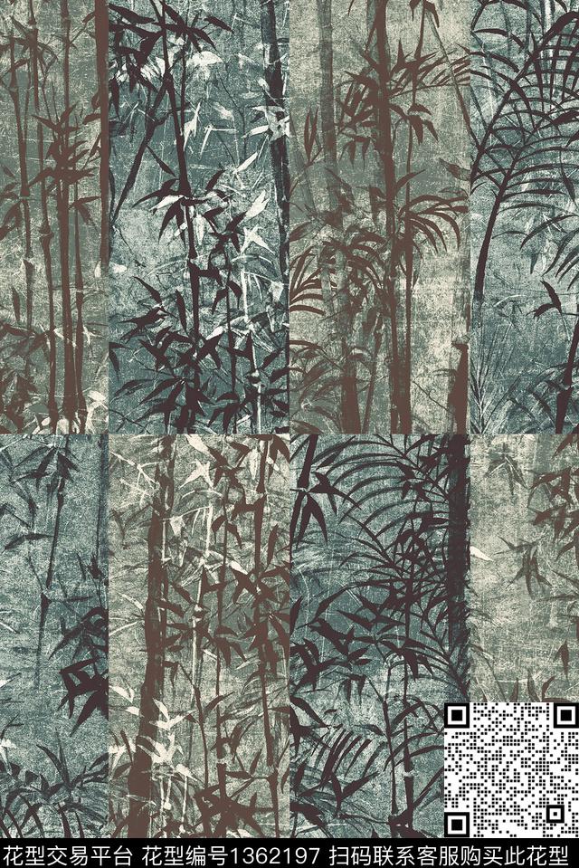 大牌风休闲竹子数码印花华亿平台下载（图片编号: 1362197） - 瓦栏（Walan）