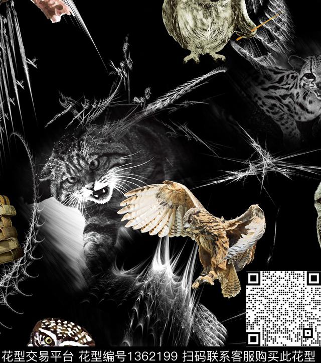 动物老鹰秋冬华亿平台数码印花华亿平台下载（图片编号: 1362199） - 瓦栏（Walan）