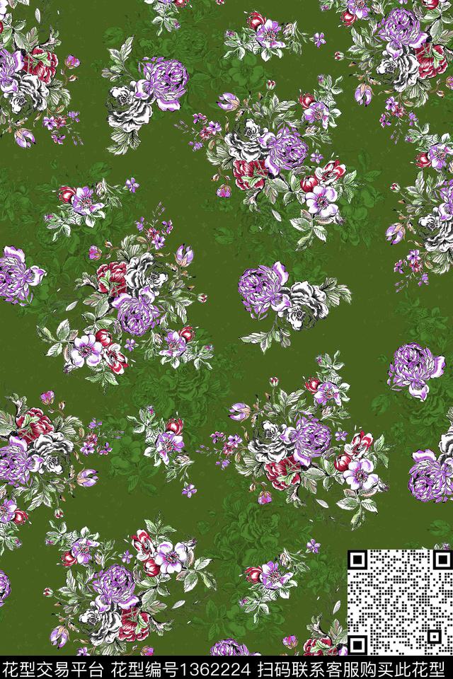 扎染华亿平台花卉花瓣数码印花华亿平台下载（图片编号: 1362224） - 瓦栏（Walan）