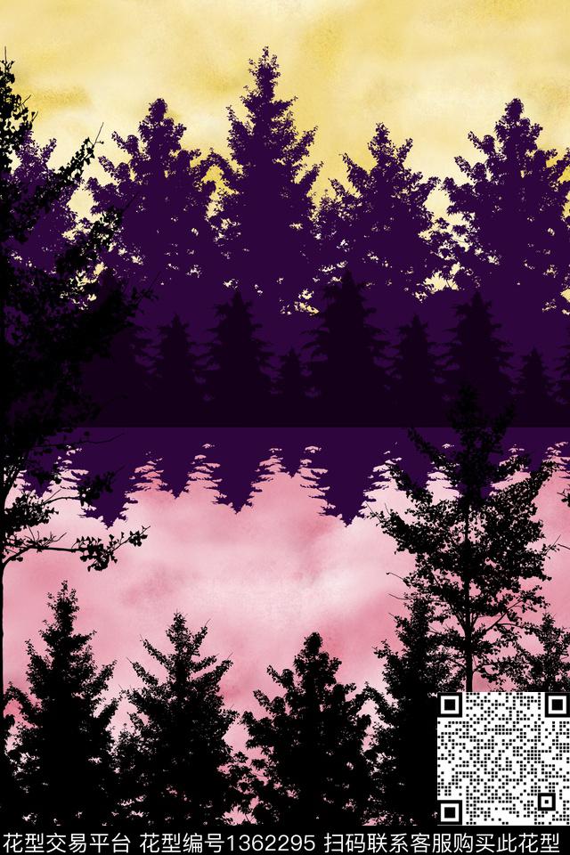 树风景景观定位花数码印花华亿平台下载（图片编号: 1362295） - 瓦栏（Walan）