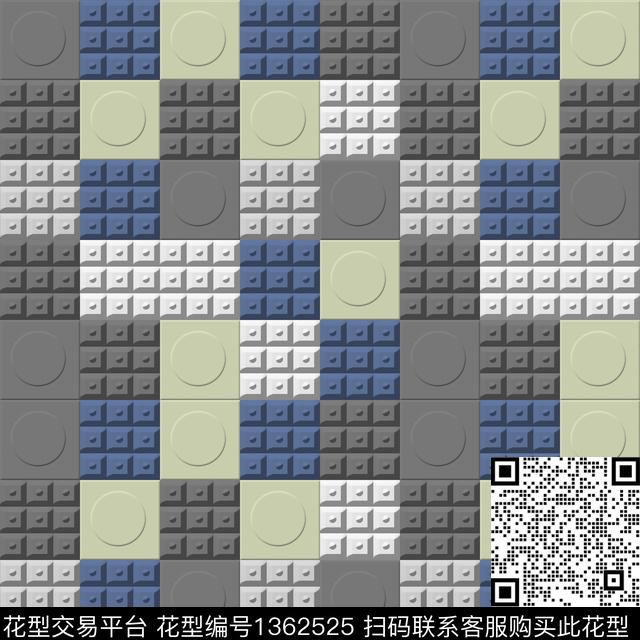 几何格子大牌风数码印花华亿平台下载（图片编号: 1362525） - 瓦栏（Walan）
