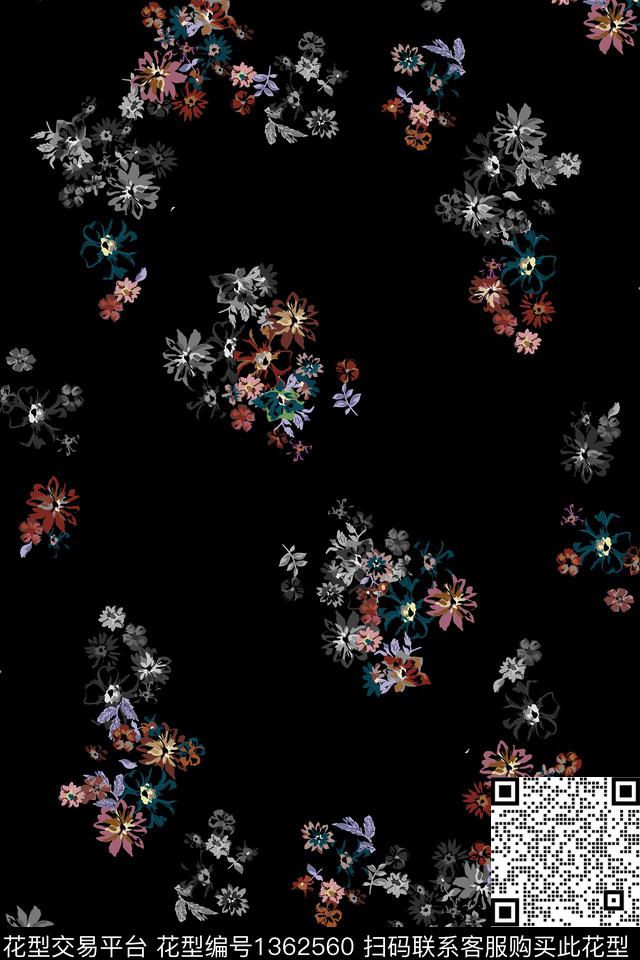 民族风复古花卉数码印花华亿平台下载（图片编号: 1362560） - 瓦栏（Walan）