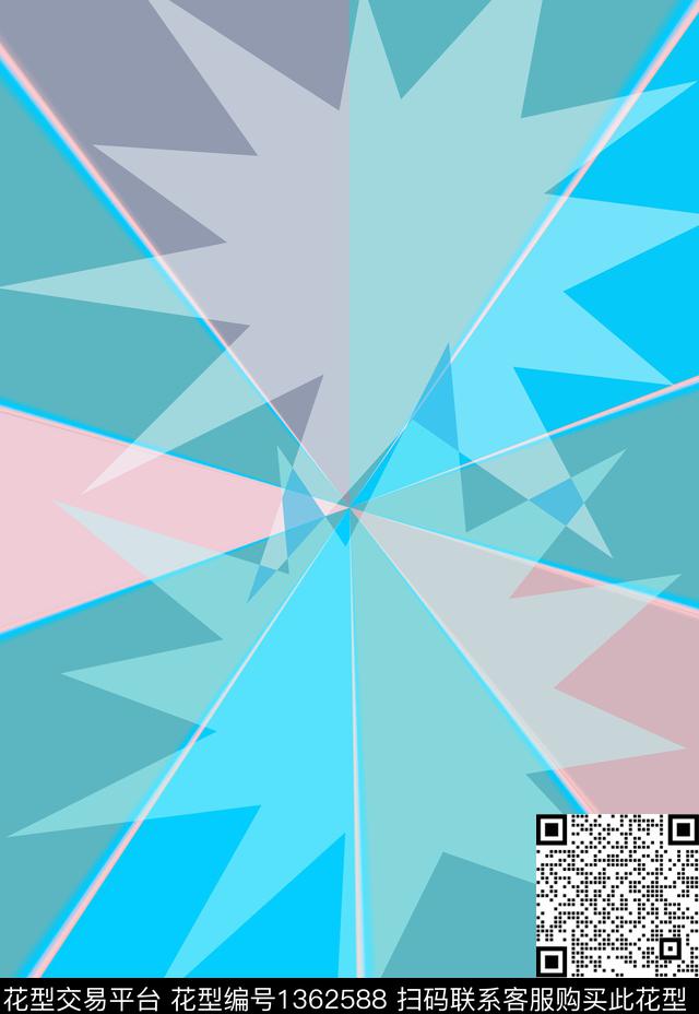 线条几何抽象数码印花华亿平台下载（图片编号: 1362588） - 瓦栏（Walan）