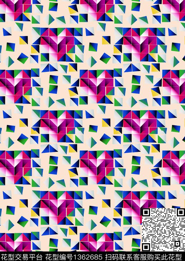 几何时尚大牌风数码印花华亿平台下载（图片编号: 1362685） - 瓦栏（Walan）