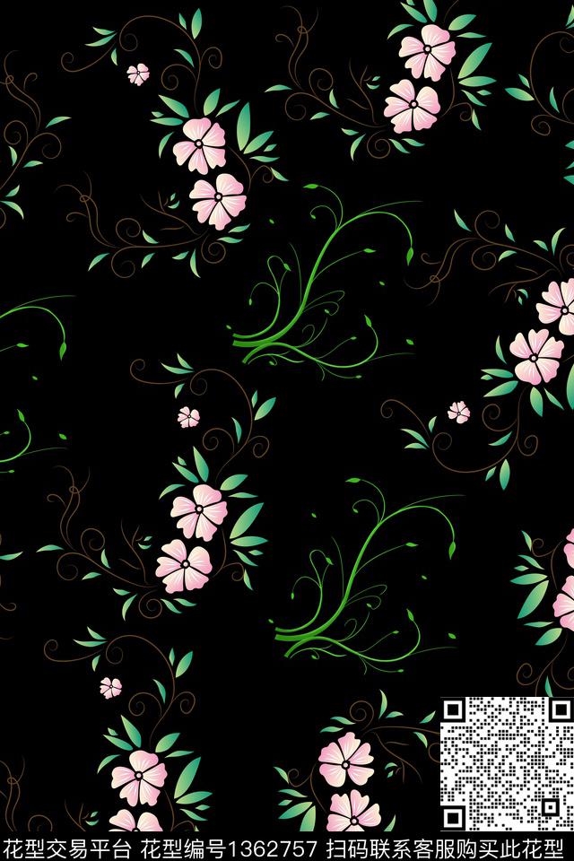 植物艺术手绘花卉数码印花华亿平台下载（图片编号: 1362757） - 瓦栏（Walan）