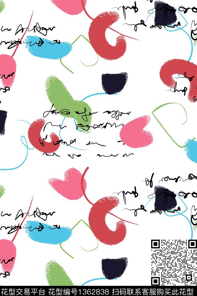 几何涂鸦字母传统印花华亿平台下载（图片编号: 1362838） - 瓦栏（Walan）