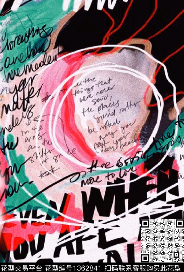 几何涂鸦字母数码印花华亿平台下载（图片编号: 1362841） - 瓦栏（Walan）