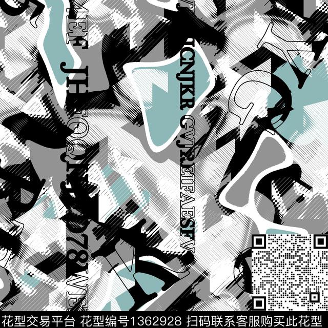 几何字母纸印花传统印花华亿平台下载（图片编号: 1362928） - 瓦栏（Walan）