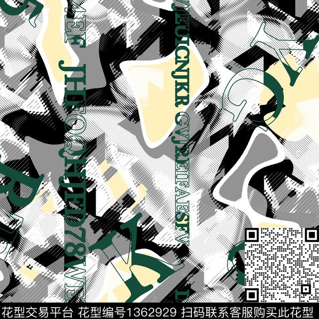 几何字母纸印花传统印花华亿平台下载（图片编号: 1362929） - 瓦栏（Walan）