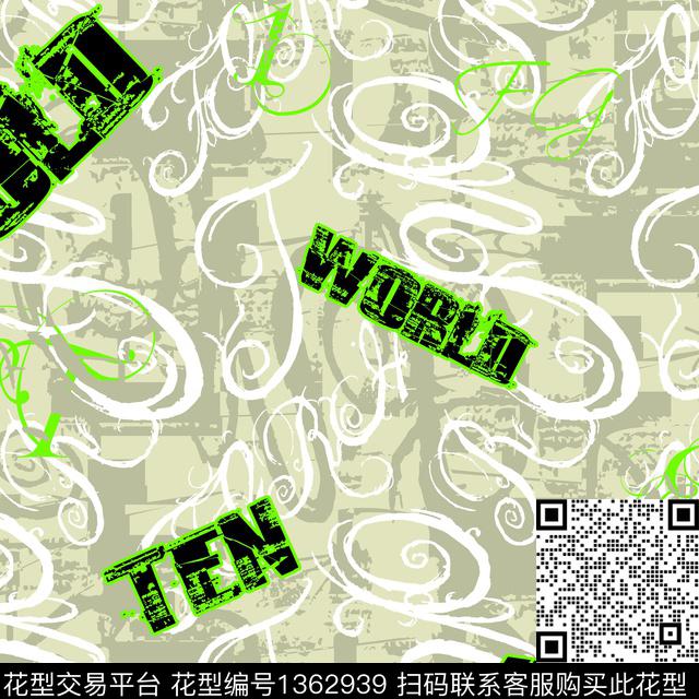 几何字母纸印花传统印花华亿平台下载（图片编号: 1362939） - 瓦栏（Walan）