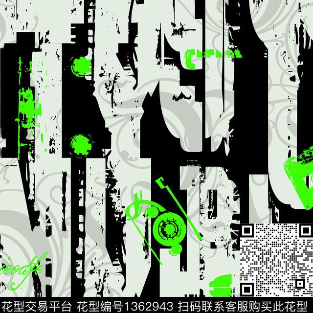 几何字母纸印花传统印花华亿平台下载（图片编号: 1362943） - 瓦栏（Walan）