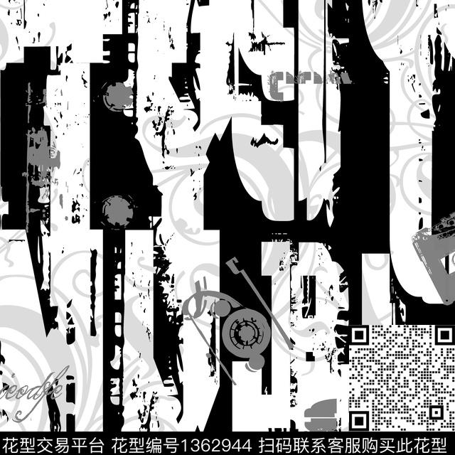 几何字母纸印花传统印花华亿平台下载（图片编号: 1362944） - 瓦栏（Walan）