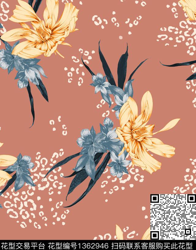 动物花卉深圳豹纹数码印花华亿平台下载（图片编号: 1362946） - 瓦栏（Walan）