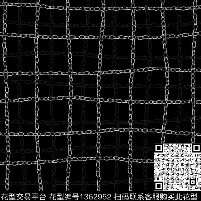 几何格子链条传统印花华亿平台下载（图片编号: 1362952） - 瓦栏（Walan）