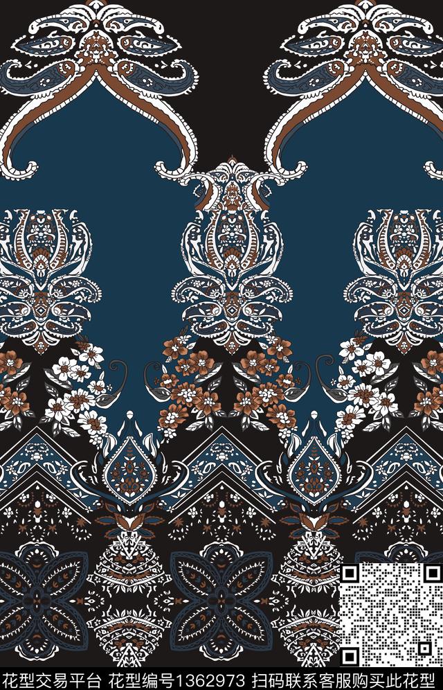几何定位花数码华亿平台传统印花华亿平台下载（图片编号: 1362973） - 瓦栏（Walan）