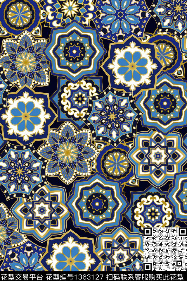 女装民族风花卉数码印花华亿平台下载（图片编号: 1363127） - 瓦栏（Walan）