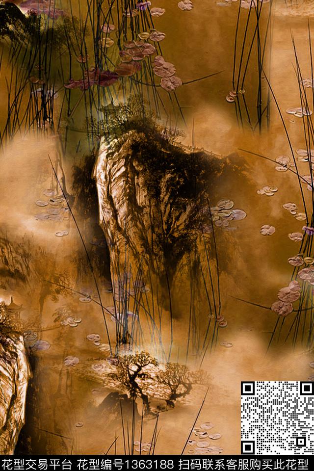 旗袍香云纱中国风数码印花华亿平台下载（图片编号: 1363188） - 瓦栏（Walan）