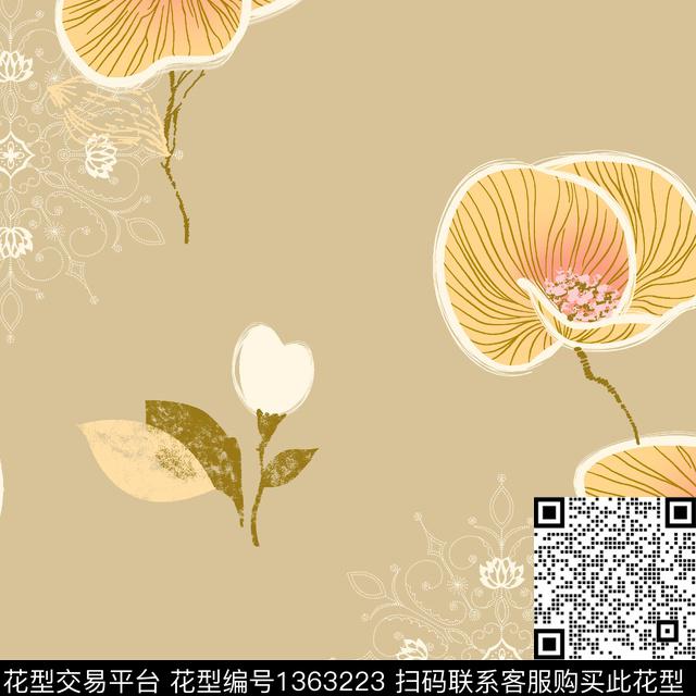 时尚花卉少女传统印花华亿平台下载（图片编号: 1363223） - 瓦栏（Walan）