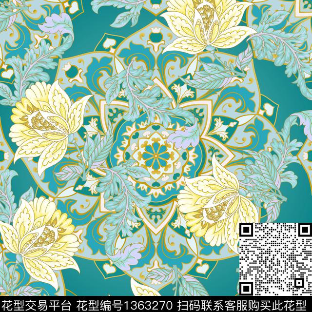 女装民族风花卉数码印花华亿平台下载（图片编号: 1363270） - 瓦栏（Walan）