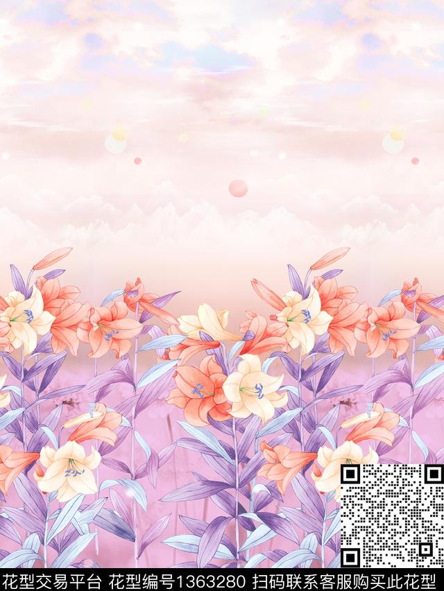 数码华亿平台花卉手绘花卉数码印花华亿平台下载（图片编号: 1363280） - 瓦栏（Walan）