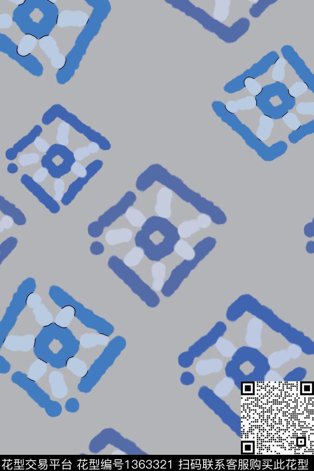 几何男装休闲花卉手绘线条笔触传统印花华亿平台下载（图片编号: 1363321） - 瓦栏（Walan）