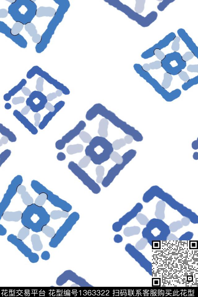 几何男装休闲花卉手绘线条笔触传统印花华亿平台下载（图片编号: 1363322） - 瓦栏（Walan）