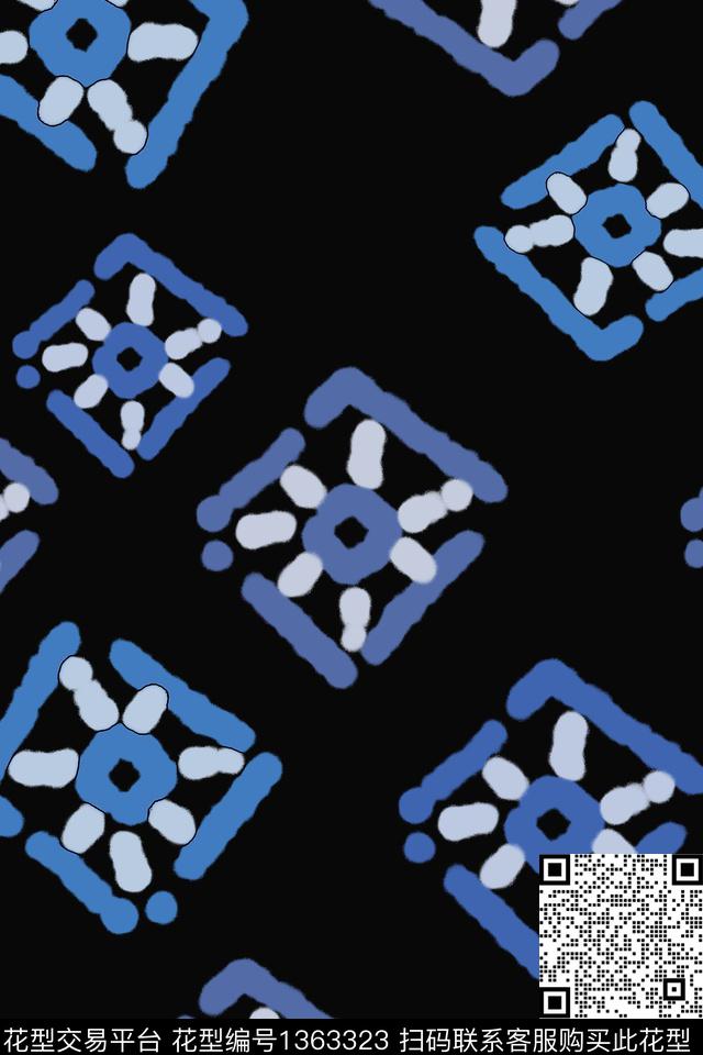 几何男装休闲花卉手绘线条笔触传统印花华亿平台下载（图片编号: 1363323） - 瓦栏（Walan）